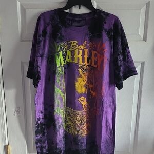 Purple And Black Tie-Dye Bob Marley T-Shirt, Short Sleeves, Mens XL, New